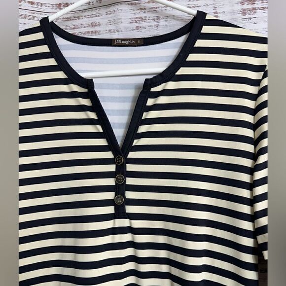J. McLaughlin Dress Womens Sz S catalina cloth Shift Striped light Nylon Blend - Picture 2 of 9